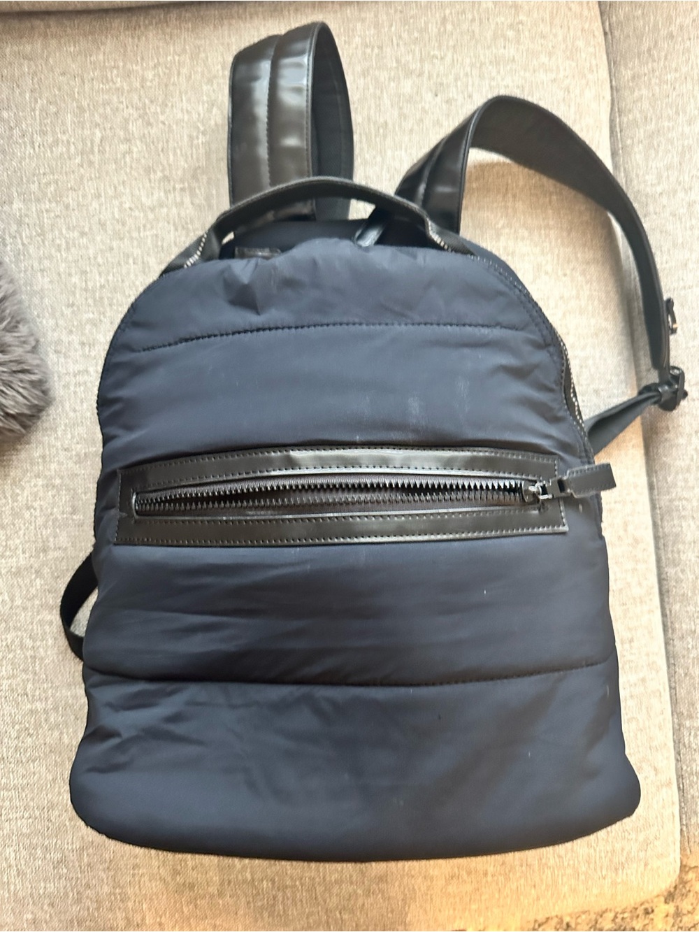 Men's Zara Navy Blue Padded Backpack with Front Zip Pocket
